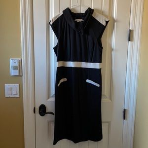 Dress with collar and faux pockets
